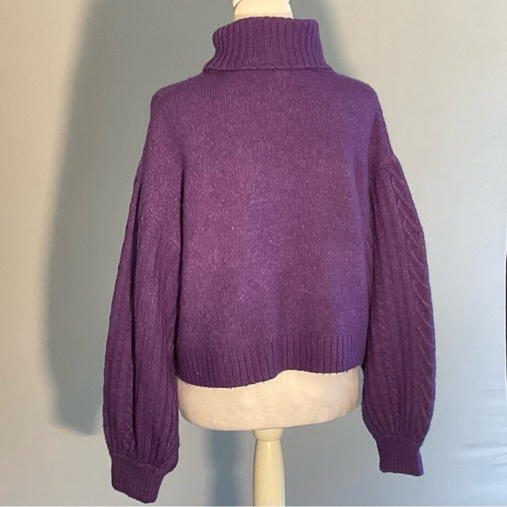 H&M Divided Purple Cable Knit Turtleneck Sweater M - Picture 13 of 16